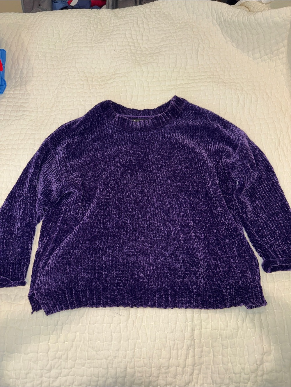 stradivarius Plush Chenille Crewneck Sweater - Purple